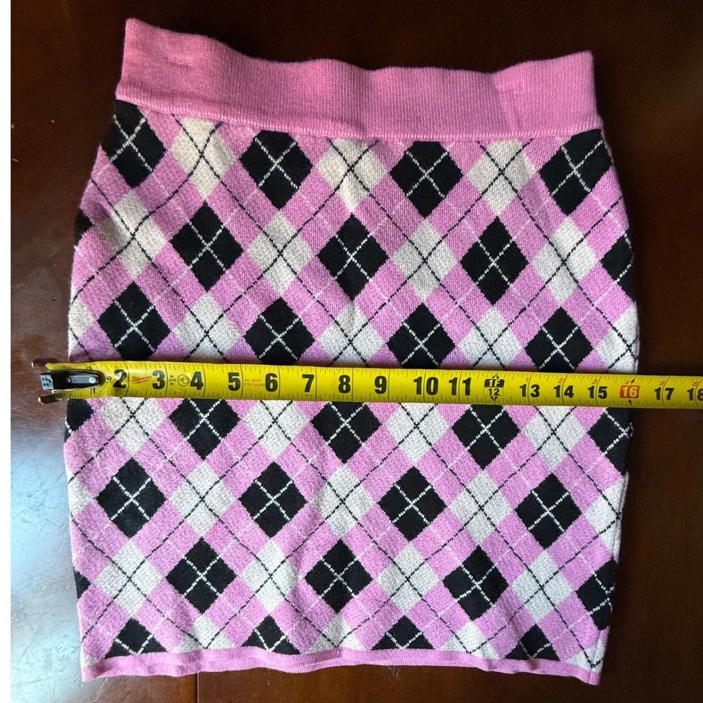 Coco and Shay Pink Argyle Knit Crop Top and Mini Skirt Set JT4776-SET Womens M